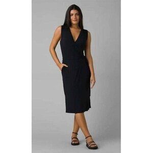 PrAna Foundation Wrap Dress, M, Black